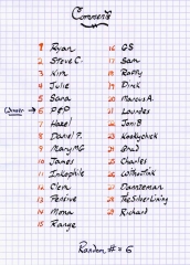 List of entries and winner.